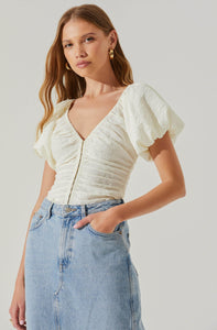 RUCHED PUFF SLEEVE TOP