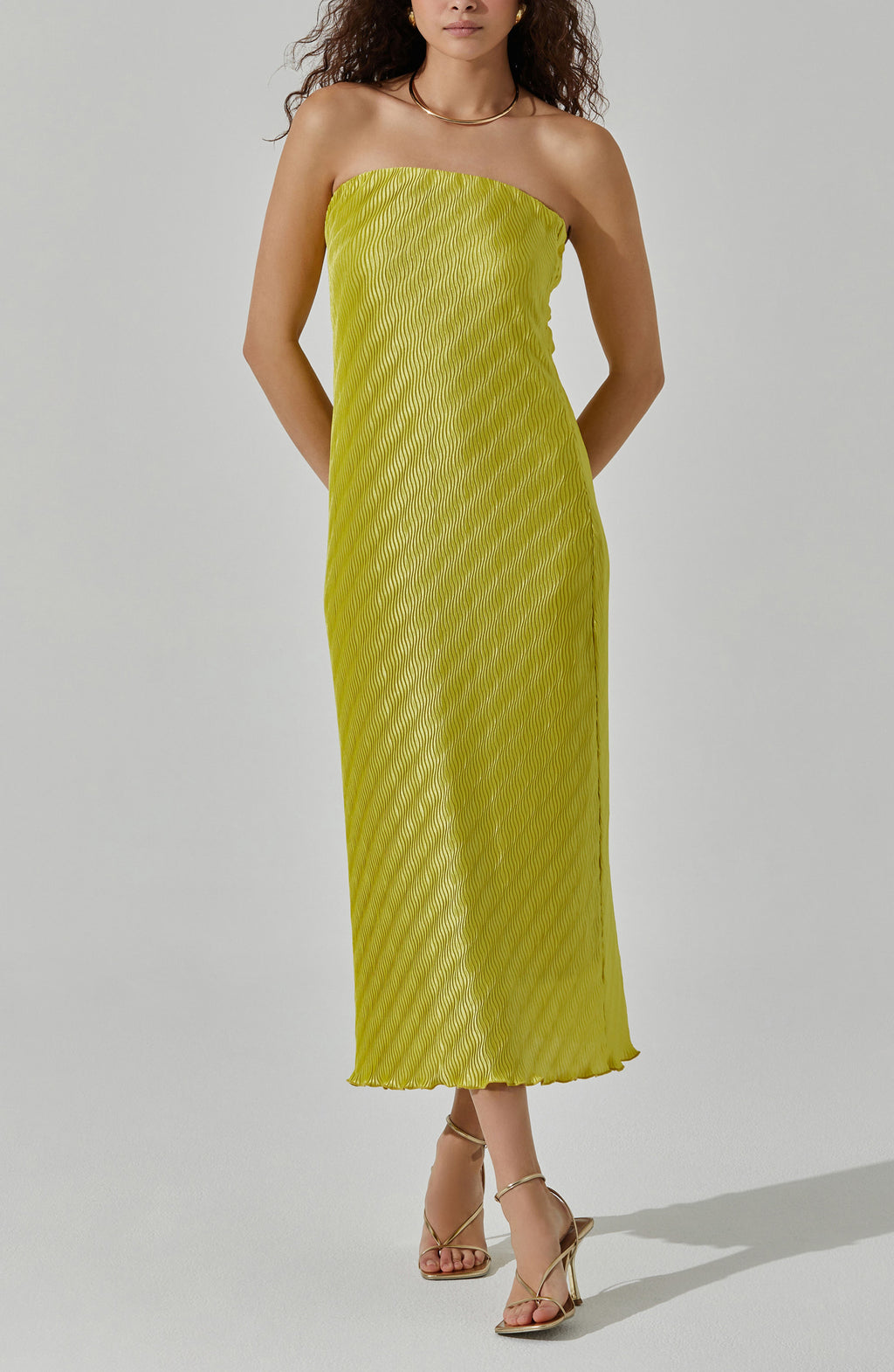 STRAPLESS TUBE MIDI DRESS