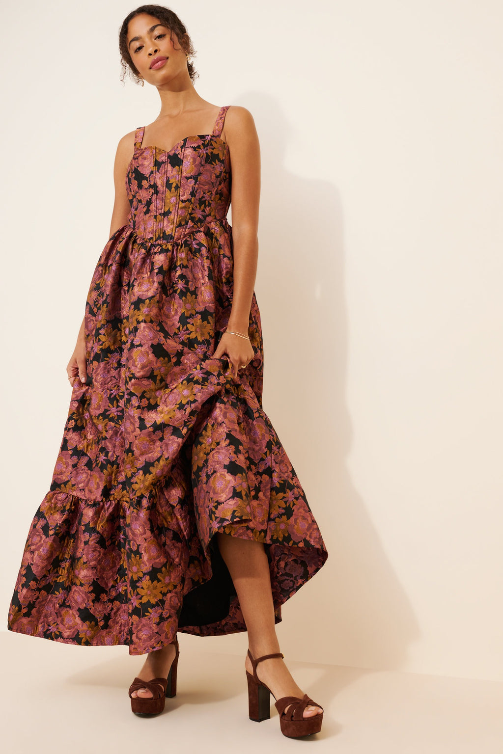 CORSET BROCADE MAXI DRESS