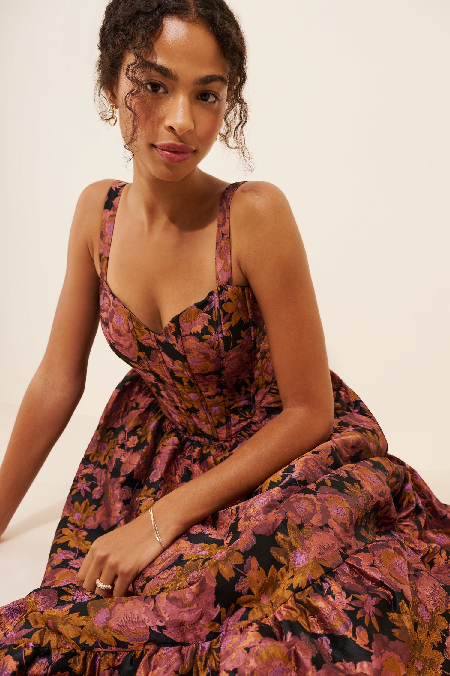 CORSET BROCADE MAXI DRESS