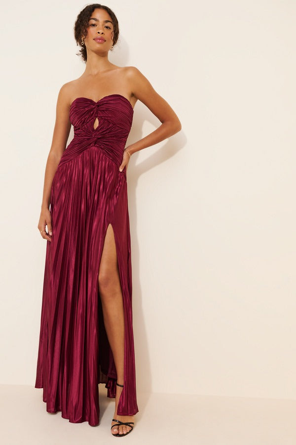 TWIST FRONT BODICEPLISSE MAXI DRESS