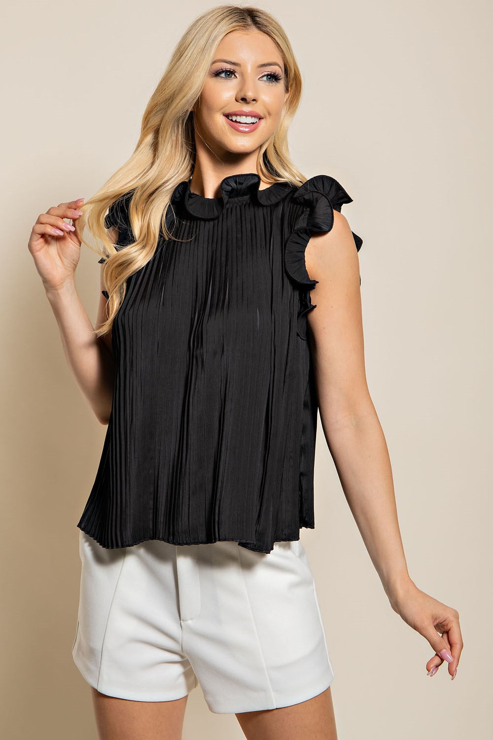 SLEEVELESS PLEATED TOP