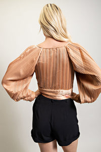 PLEATED SATIN BLOUSE