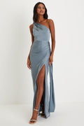 SATIN ONE-SHOULDER MAXI DRESS