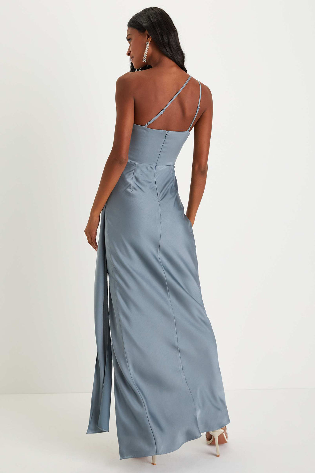 SATIN ONE-SHOULDER MAXI DRESS