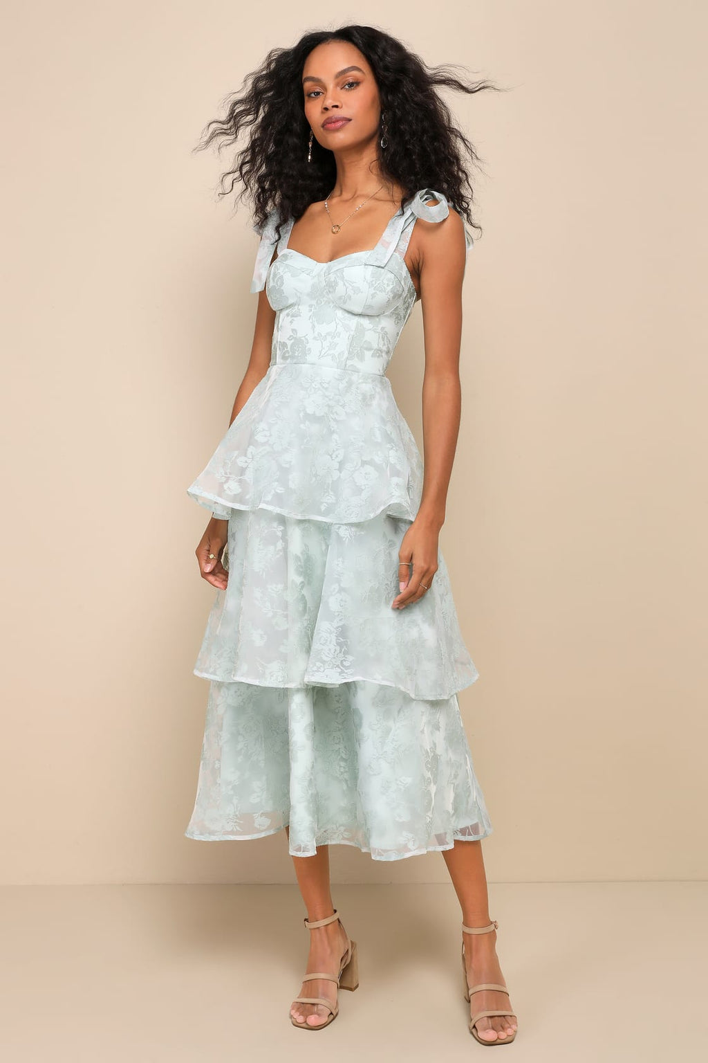 TIE-STRAP BUSTIER MIDI DRESS