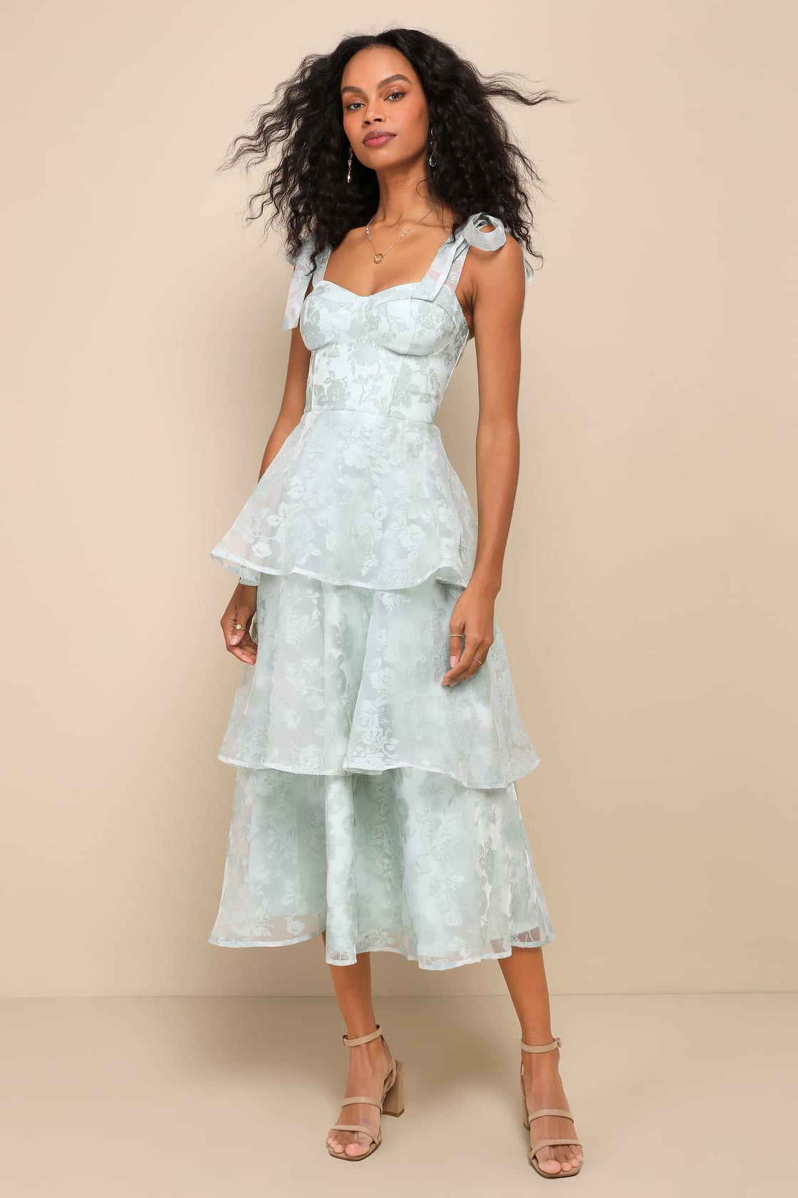 TIE-STRAP BUSTIER MIDI DRESS