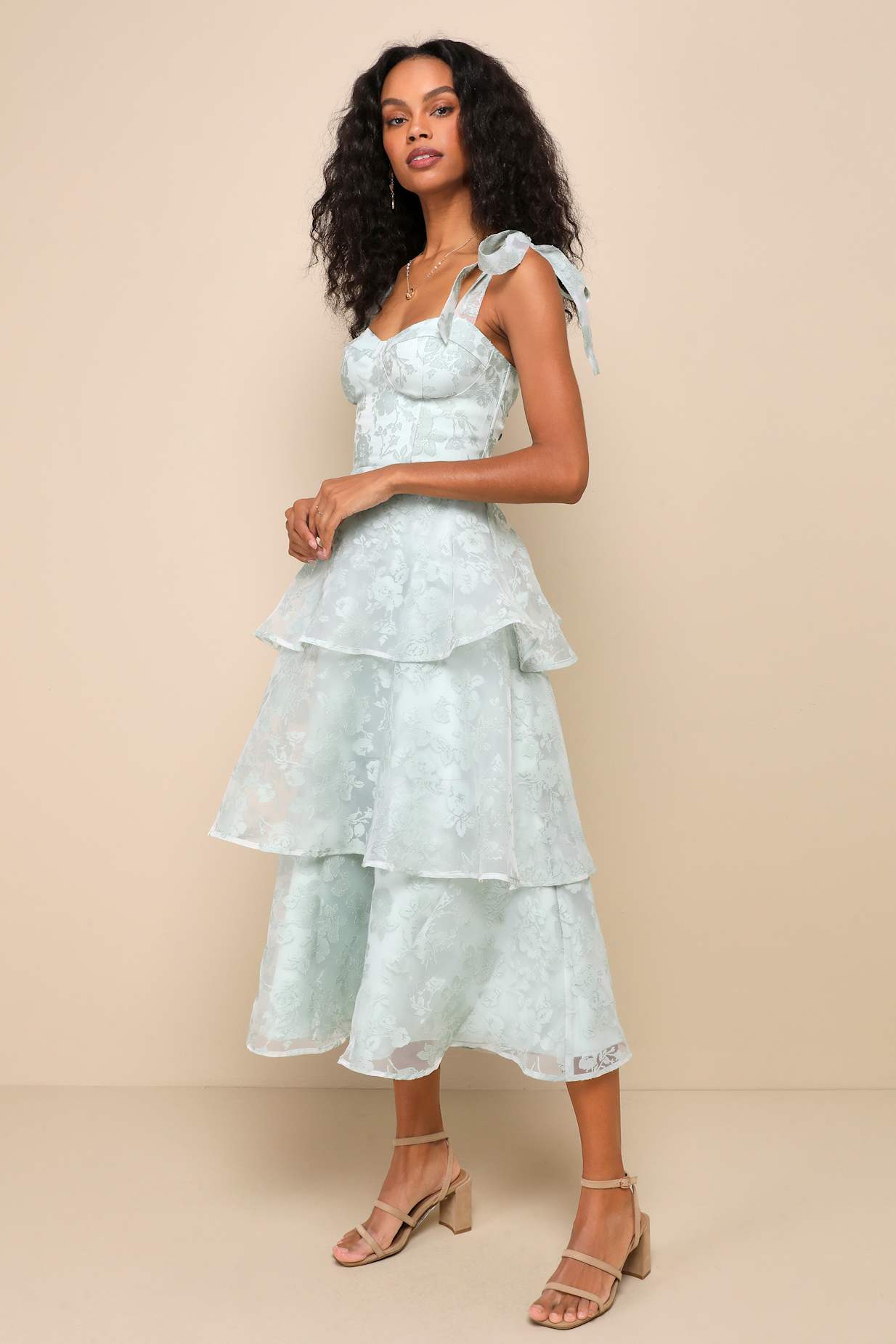 TIE-STRAP BUSTIER MIDI DRESS