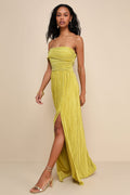 PLISSE ONE-SHOULDER MAXI DRESS