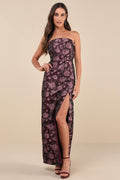 JACQUARD STRAPLESS MAXI DRESS