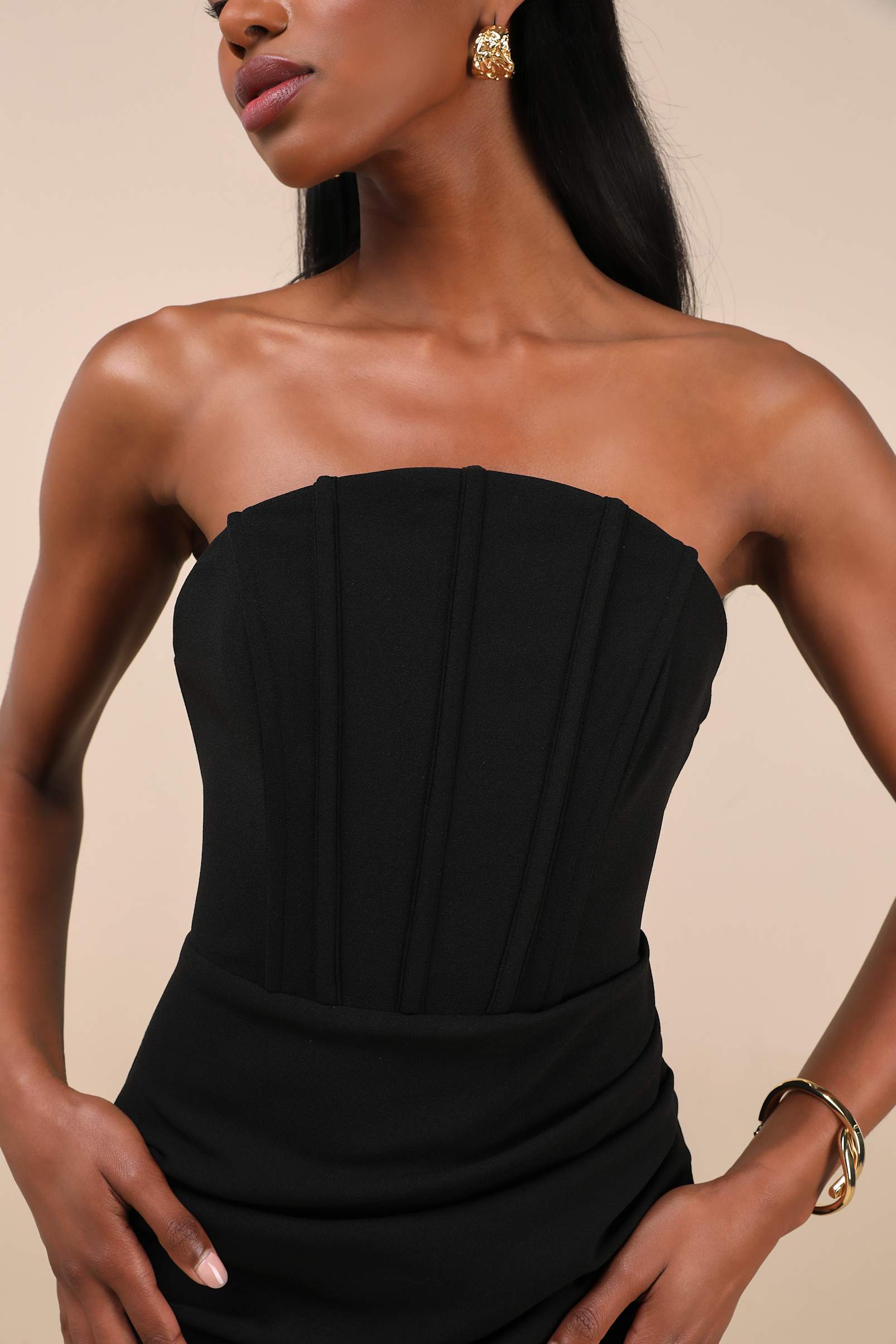 STRAPLESS CORSET MAXI DRESS