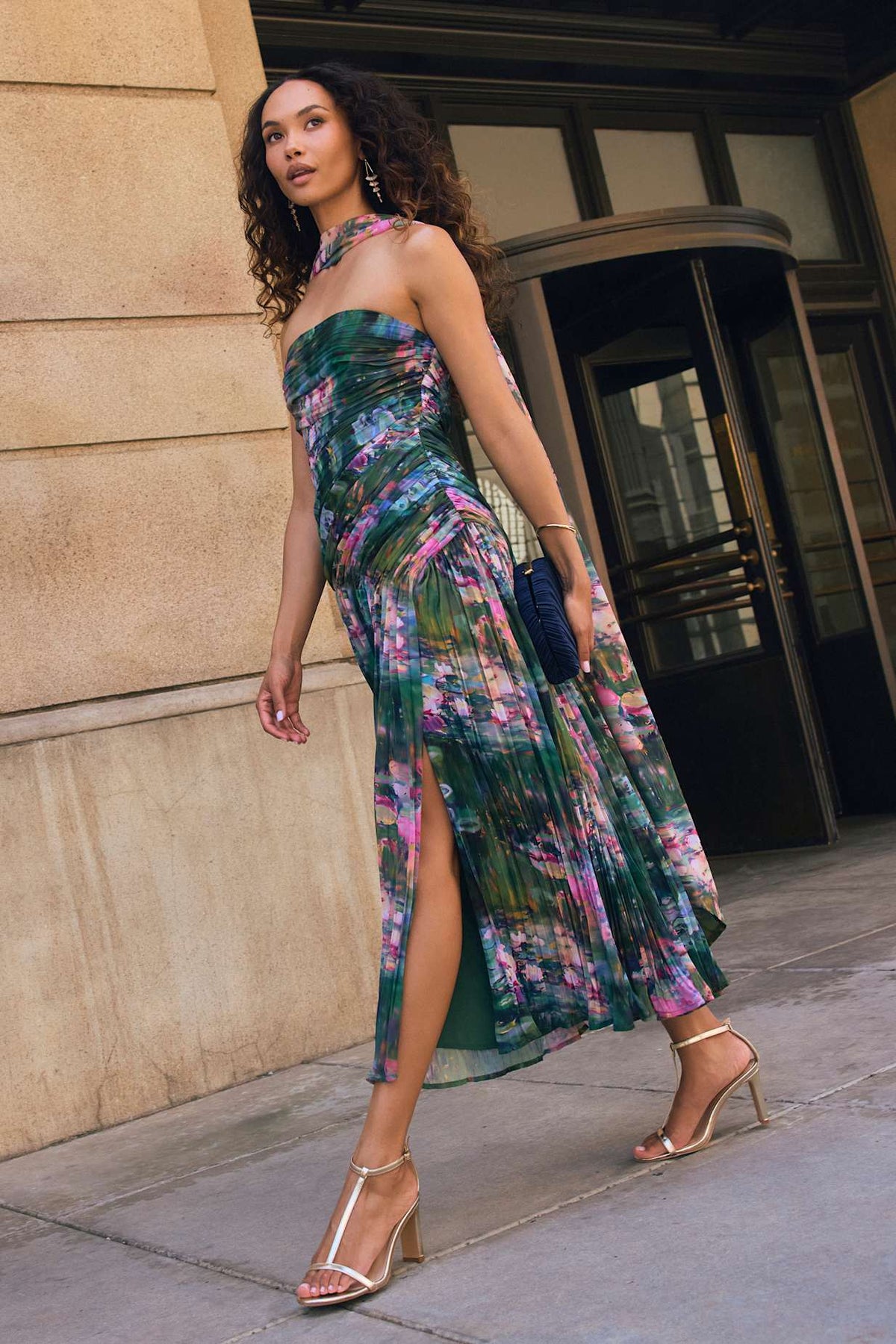 STRAPLESS MIDI DRESS & SCARF SET