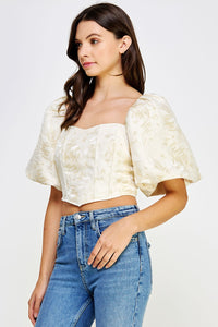 FLORAL JACQUARD CORSET TOP