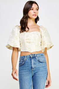 FLORAL JACQUARD CORSET TOP