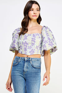 FLORAL JACQUARD CORSET TOP