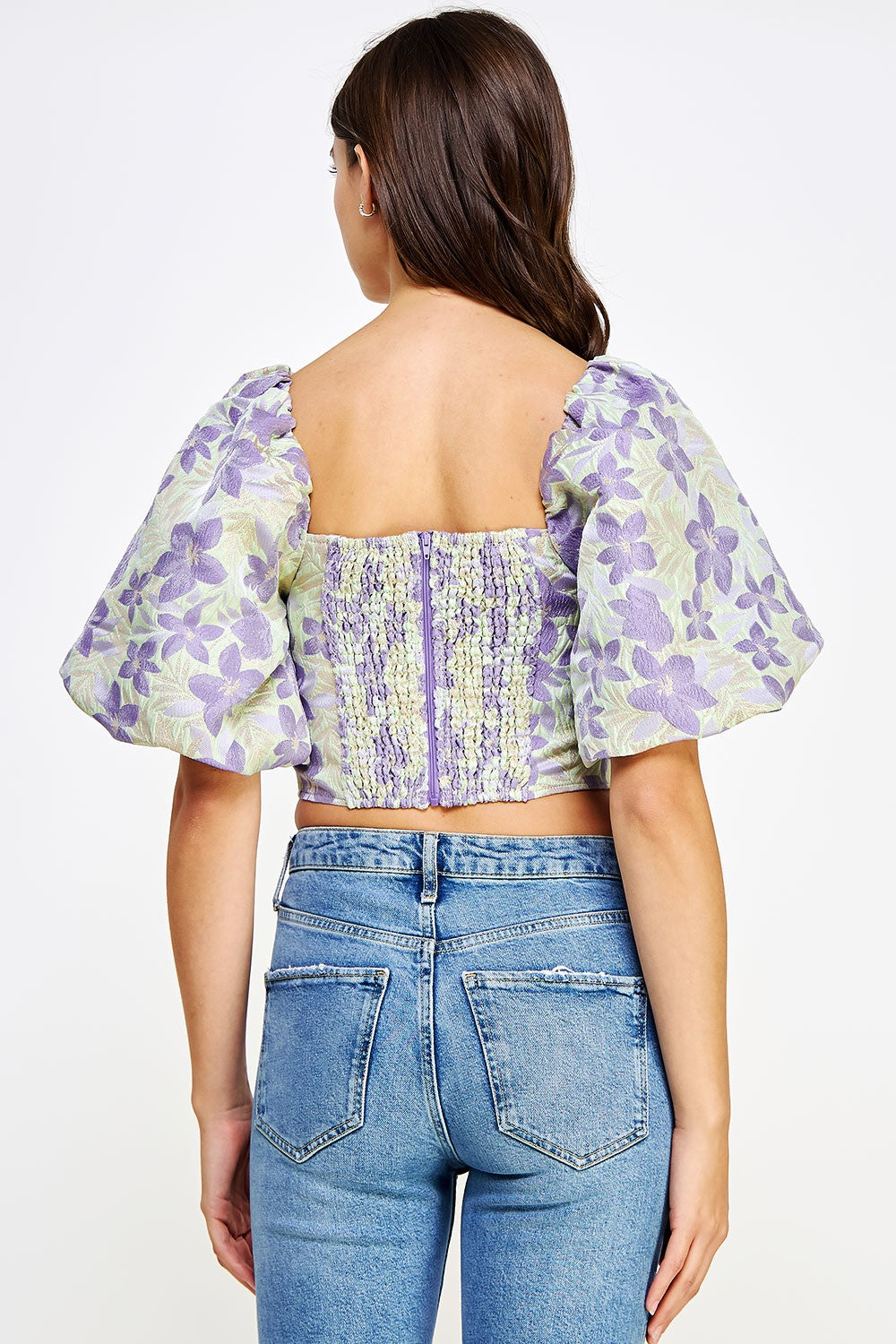 FLORAL JACQUARD CORSET TOP