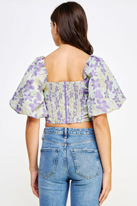 FLORAL JACQUARD CORSET TOP