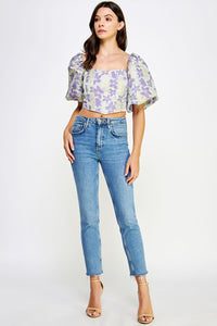 FLORAL JACQUARD CORSET TOP