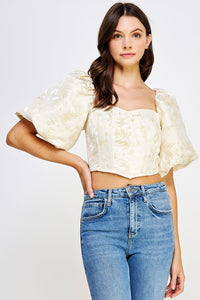 FLORAL JACQUARD CORSET TOP