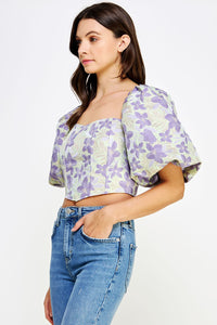 FLORAL JACQUARD CORSET TOP