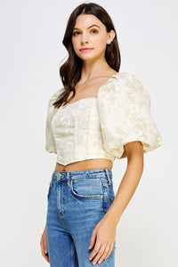 FLORAL JACQUARD CORSET TOP