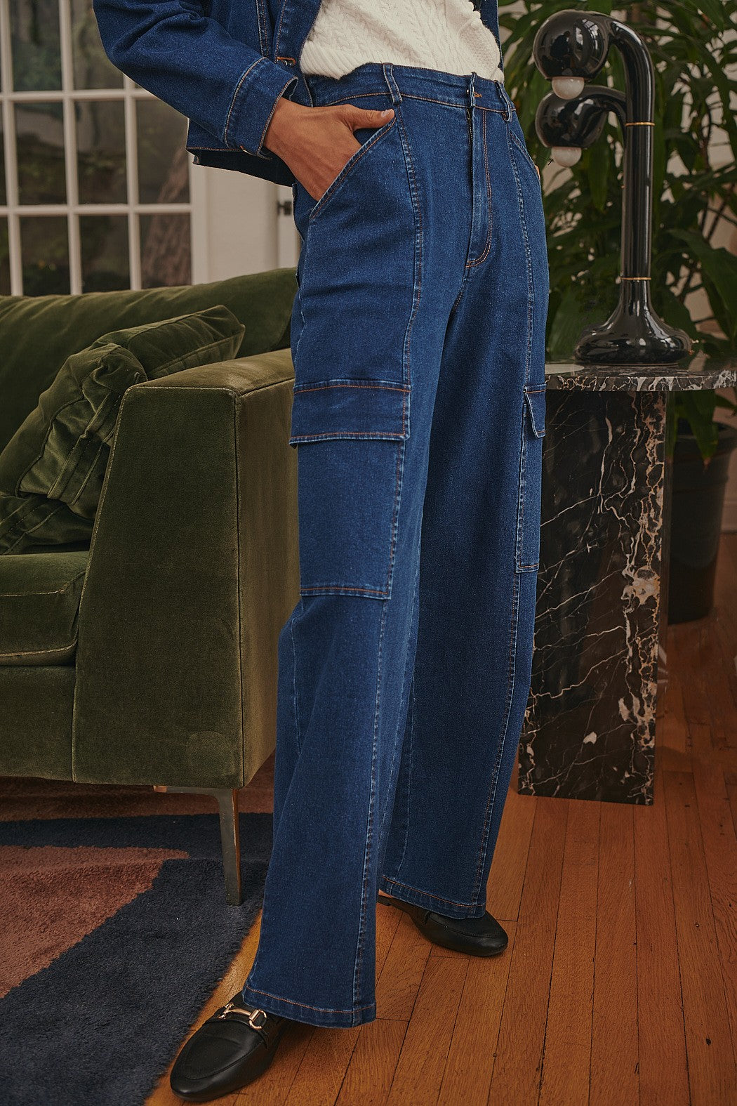 DENIM CARGO PANTS