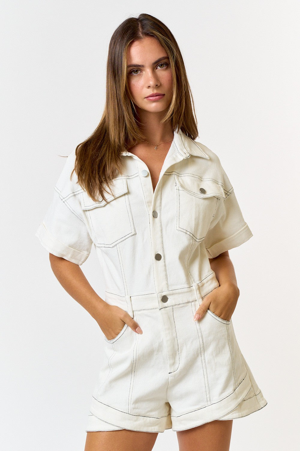 DETAIL BUTTON UP ROMPER