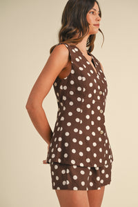 POLKA DOT VEST AND SHORTS SET