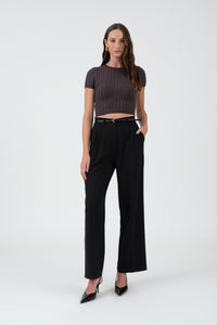 HIGH WAIST PLEATED WIDE LEG DRESS PANTS