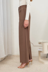 HIGH WAIST PLEATED WIDE LEG DRESS PANTS