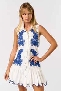 EMBROIDERED COLLAR MINI DRESS