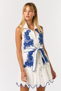 EMBROIDERED COLLAR MINI DRESS