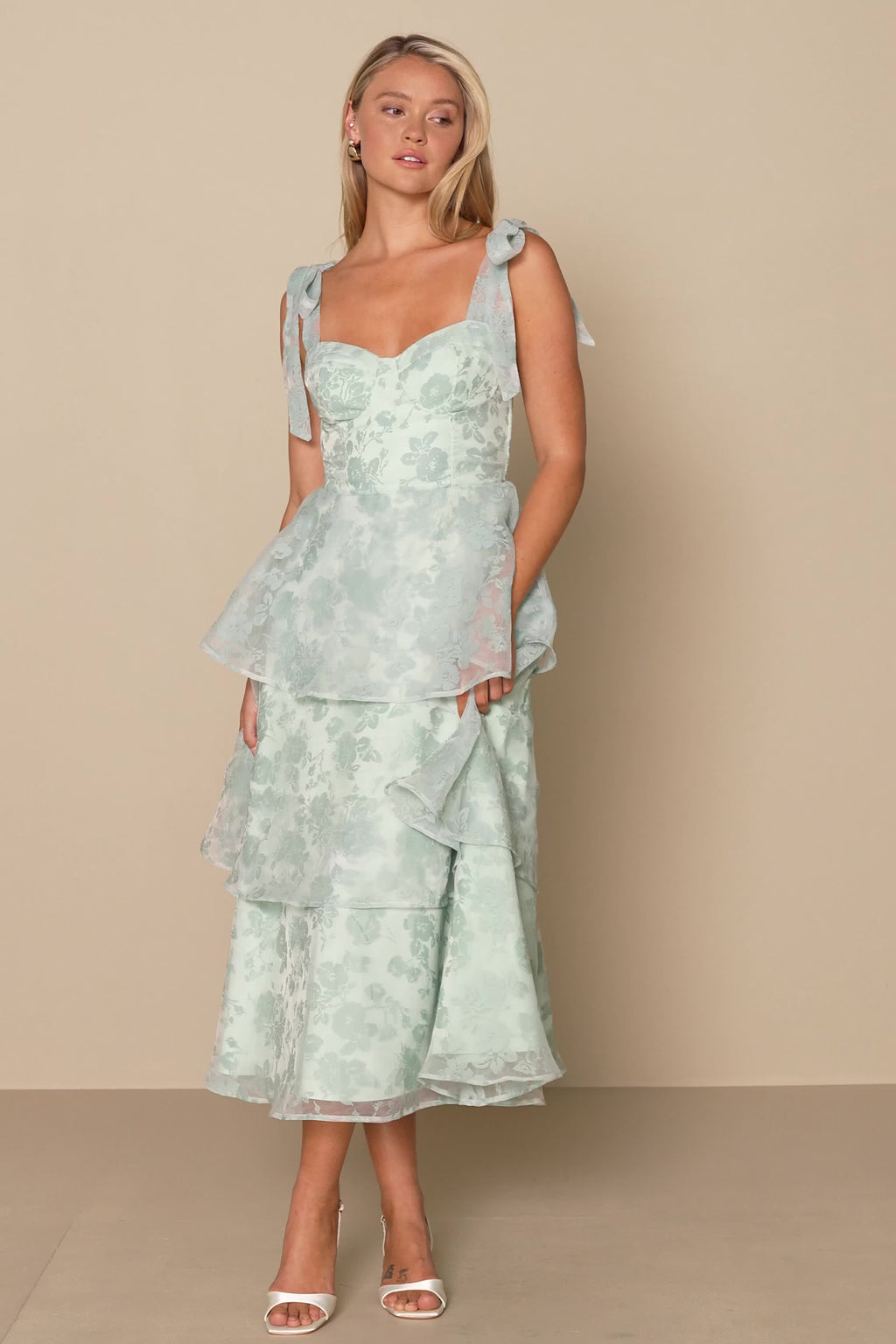 TIE-STRAP BUSTIER MIDI DRESS