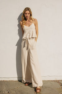 FLARED TOP/BELTED PANTS SET