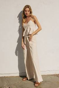 FLARED TOP/BELTED PANTS SET