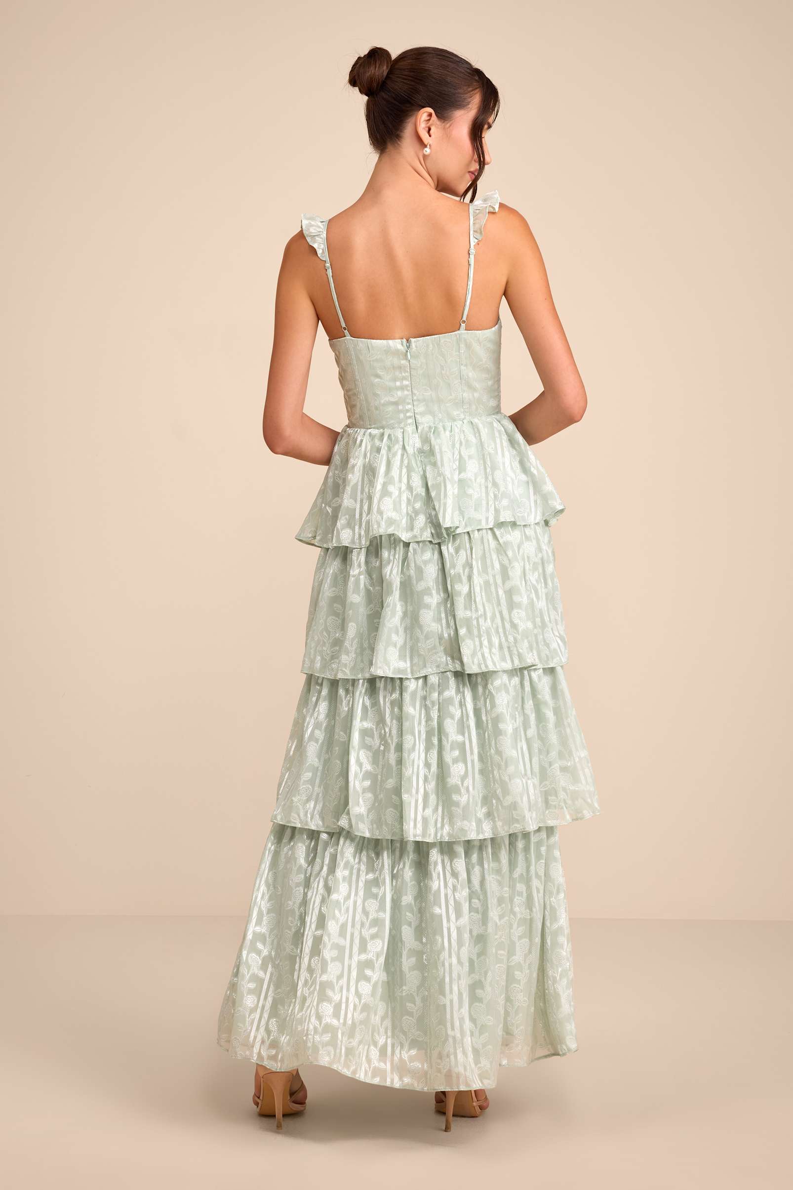 JACQUARD TIERED MAXI DRESS