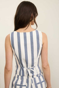 STRIPE LINEN TOP/HIGH WAIST SHORTS