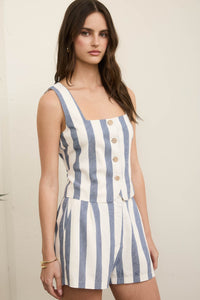 STRIPE LINEN TOP/HIGH WAIST SHORTS