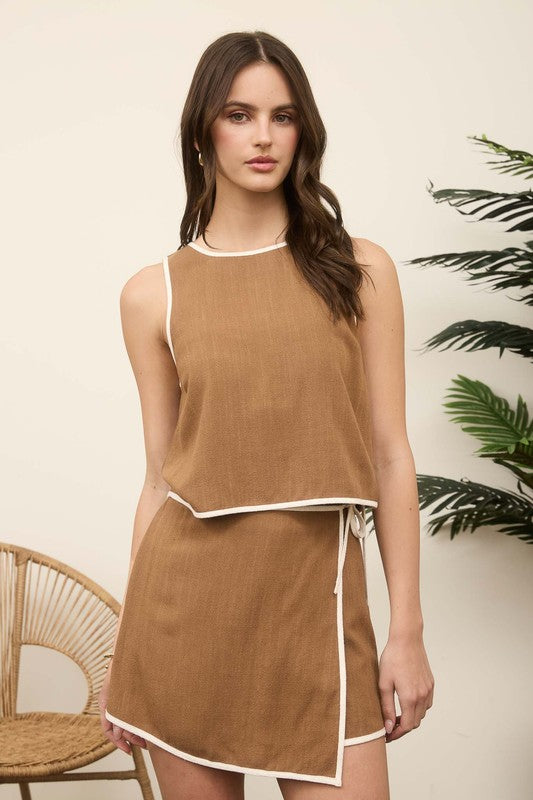 LINEN CROP TOP/MINI SKORT