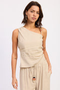 ASYMMETRICAL SLEEVELESS TOP/PANT SET