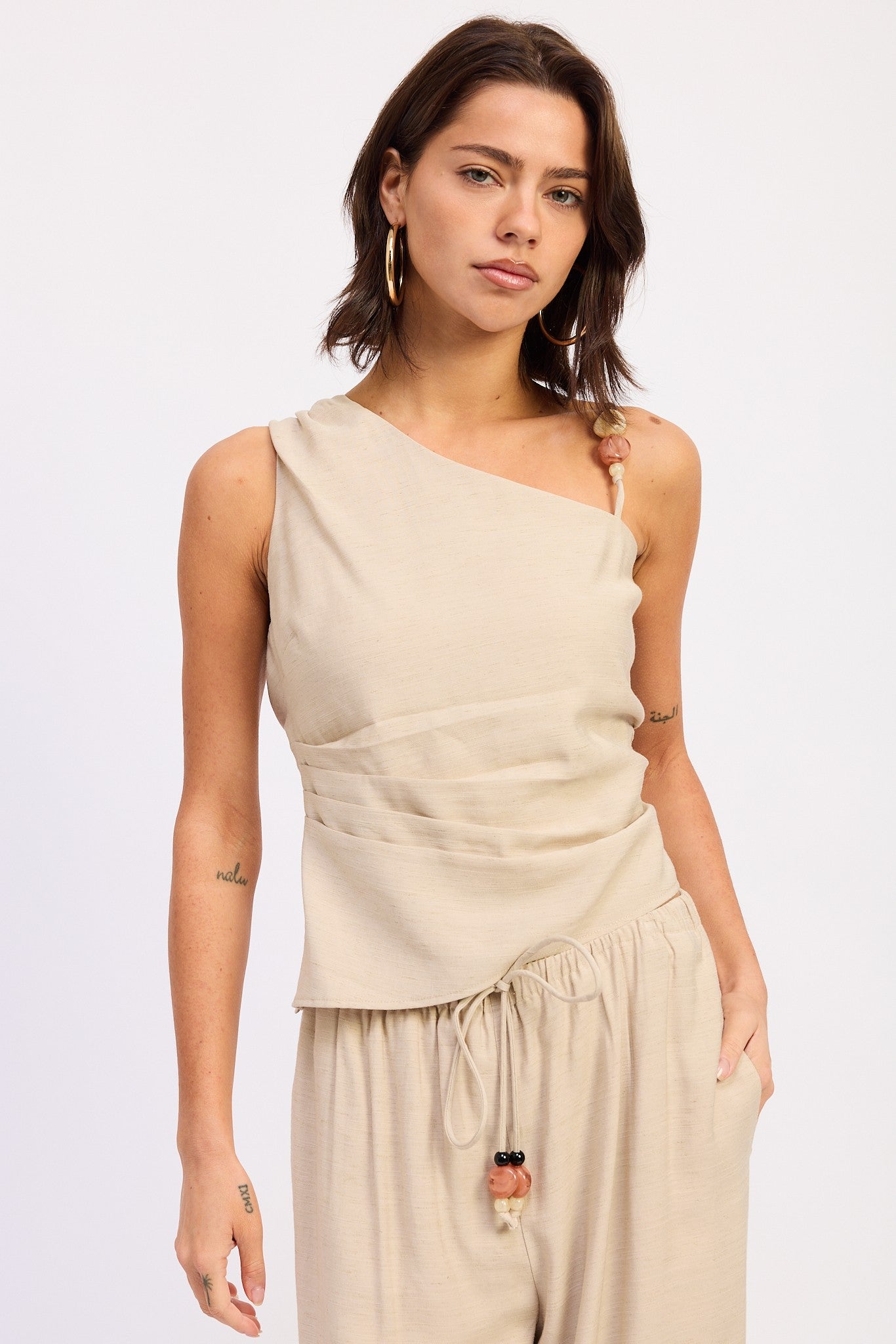 ASYMMETRICAL SLEEVELESS TOP/PANT SET