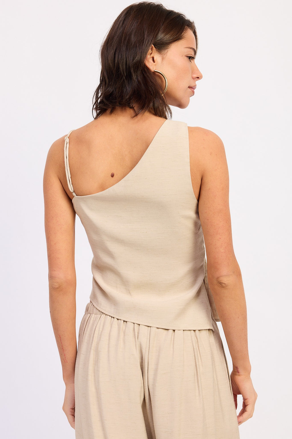 ASYMMETRICAL SLEEVELESS TOP/PANT SET