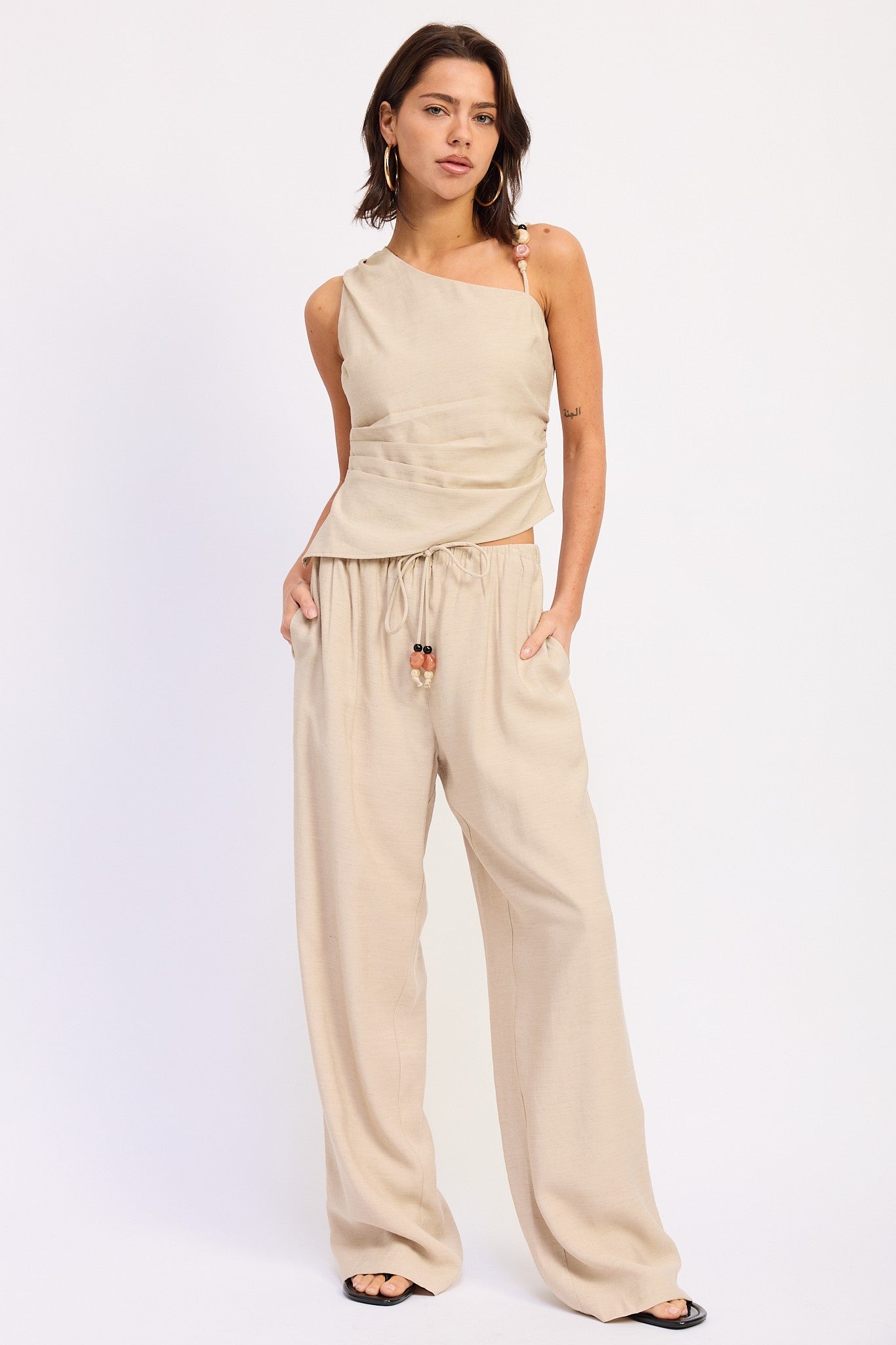ASYMMETRICAL SLEEVELESS TOP/PANT SET