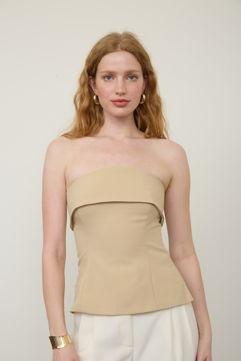 FOLD OVER STRAPLESS TOP