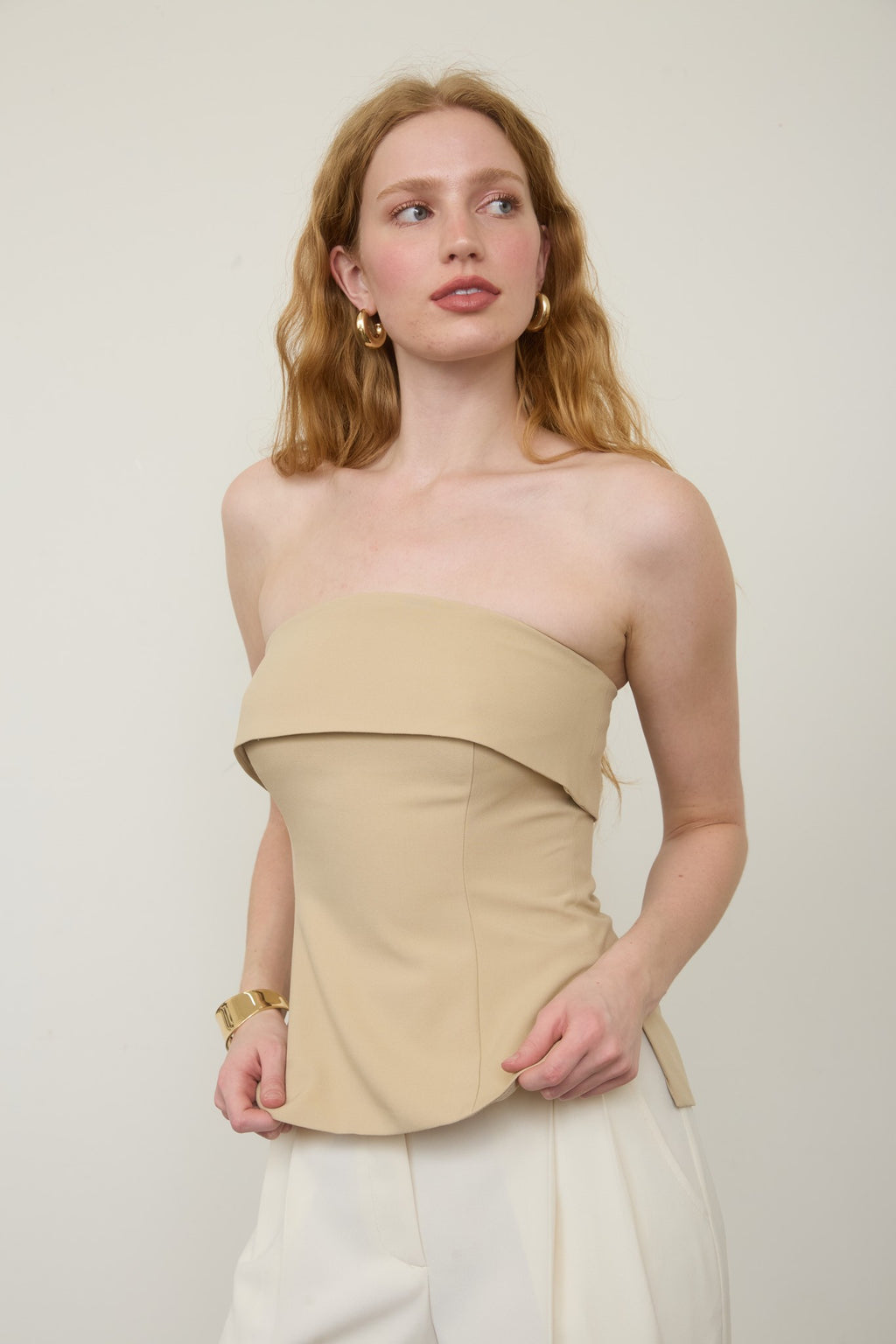 FOLD OVER STRAPLESS TOP