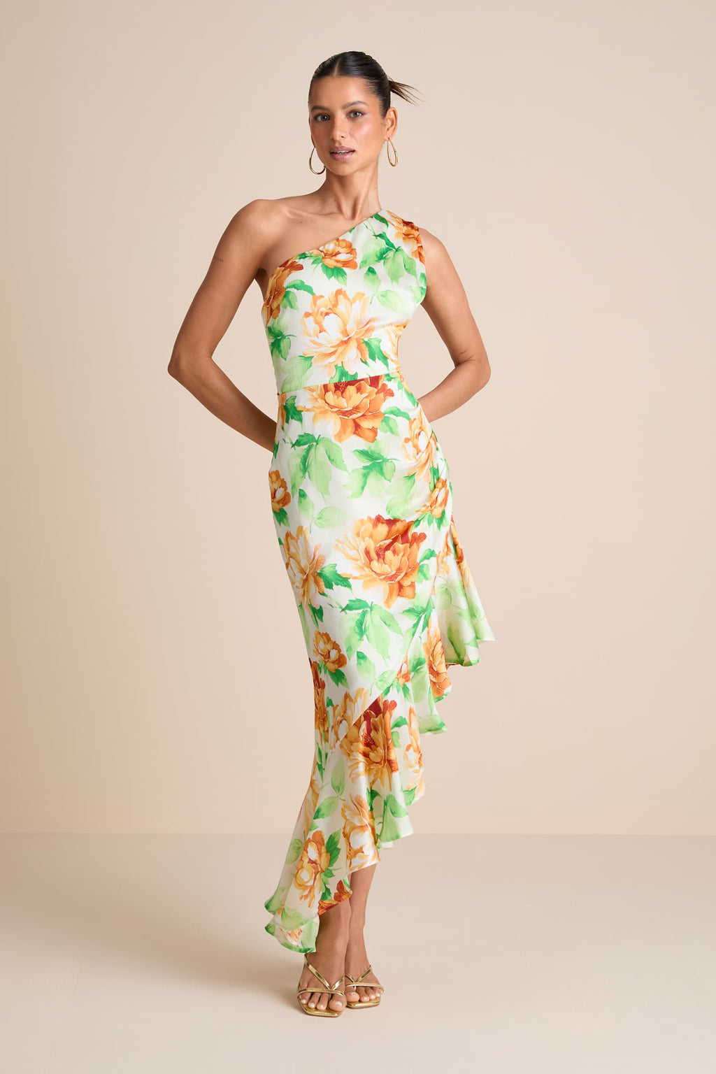 ONE-SHOULDER MIDI DRESS