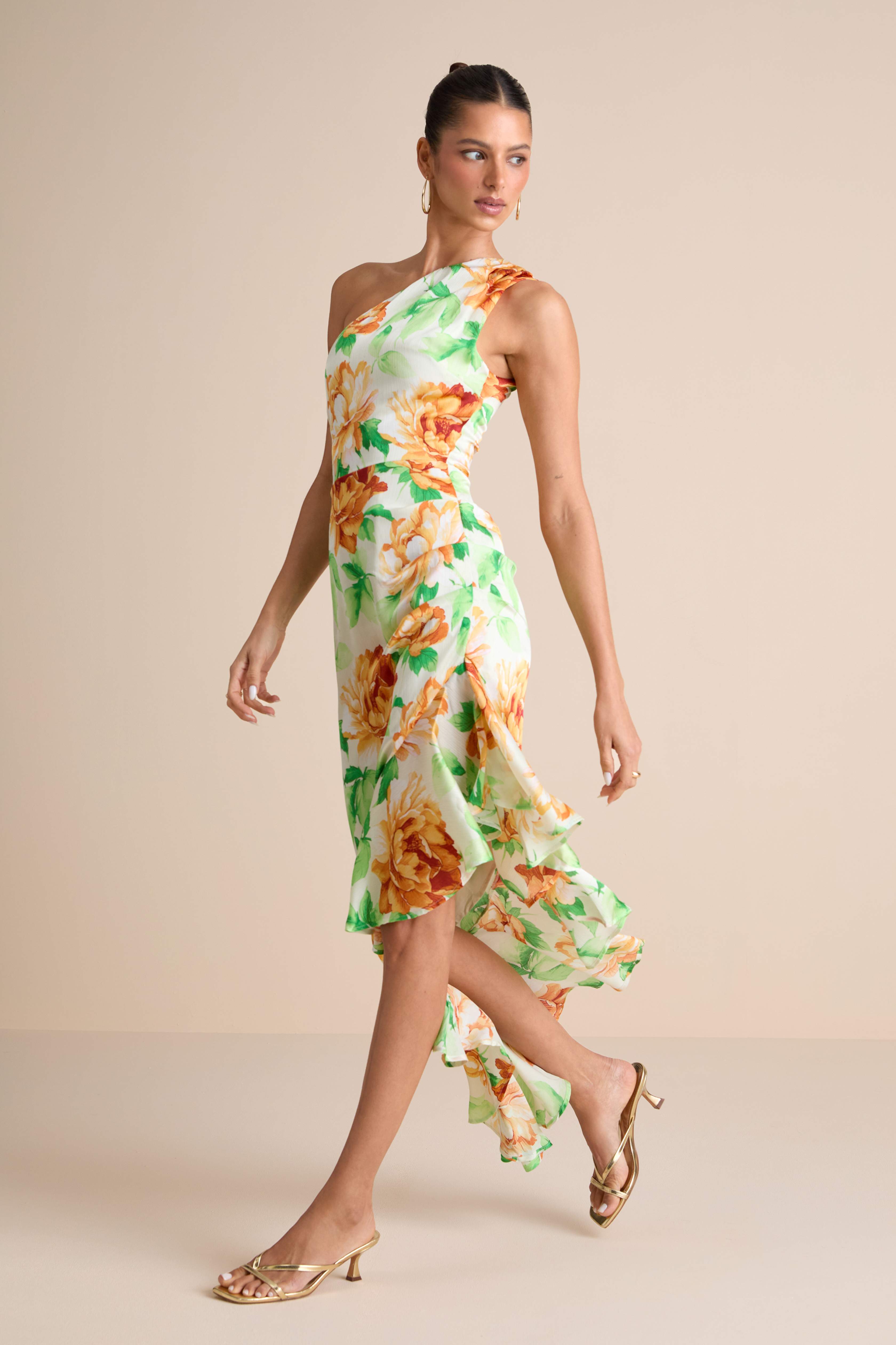 ONE-SHOULDER MIDI DRESS
