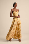 JACQUARD STRAPLESS MAXI DRESS