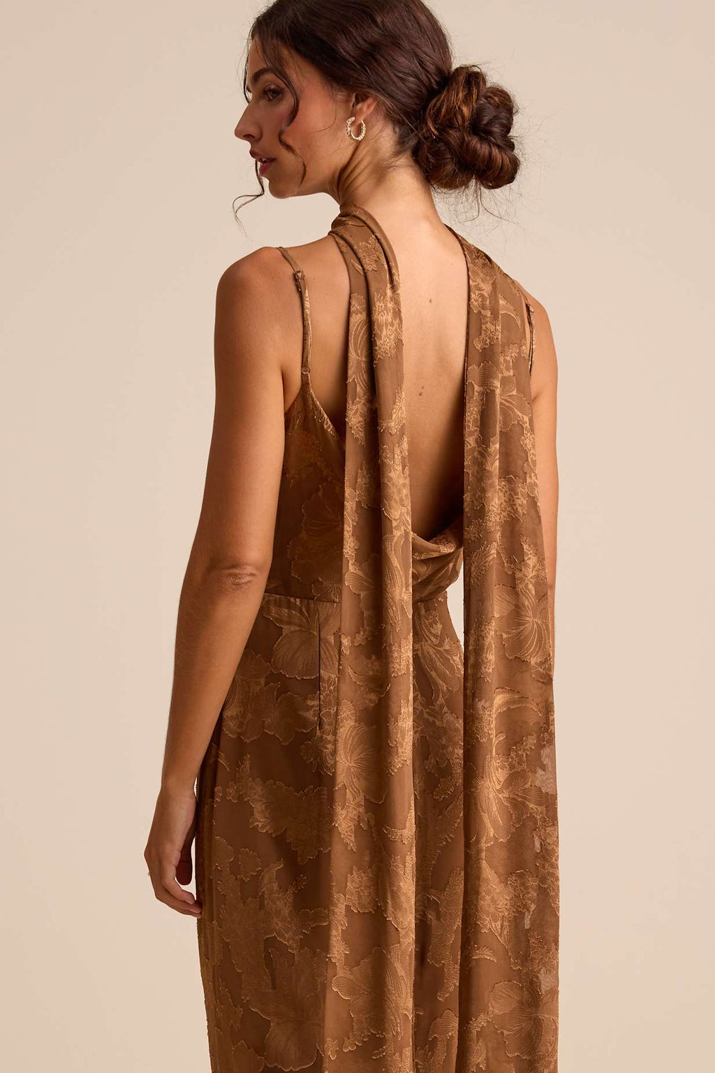 BURNOUT SASH SCARF MAXI DRESS