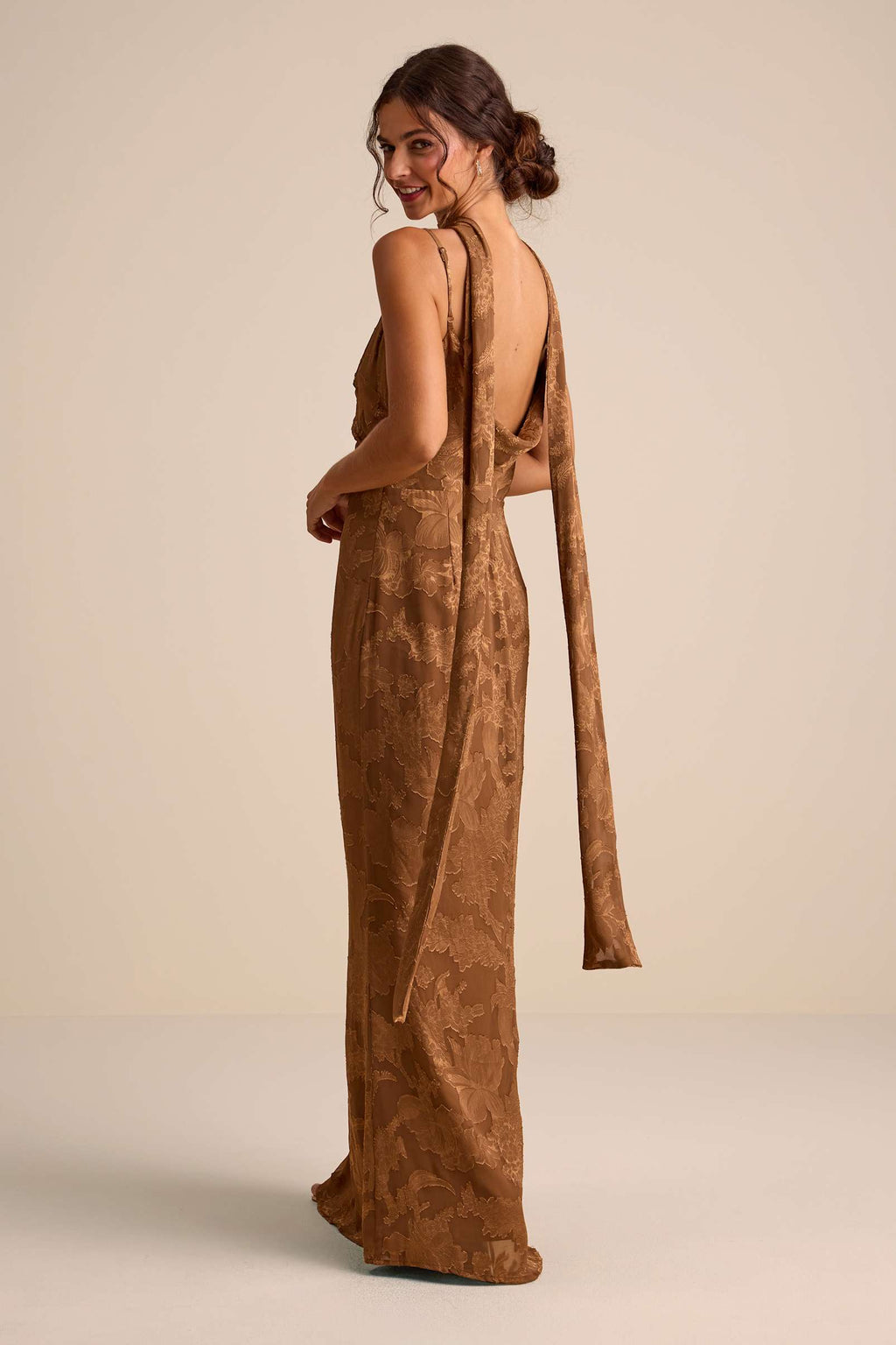 BURNOUT SASH SCARF MAXI DRESS